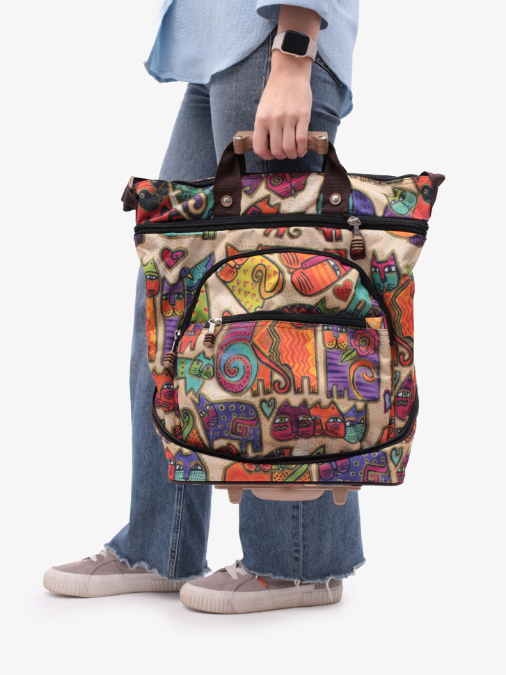 Сумка-трансформер дорожная хозяйственная на 2 колёсах TsV 526,22  кошки/капучино