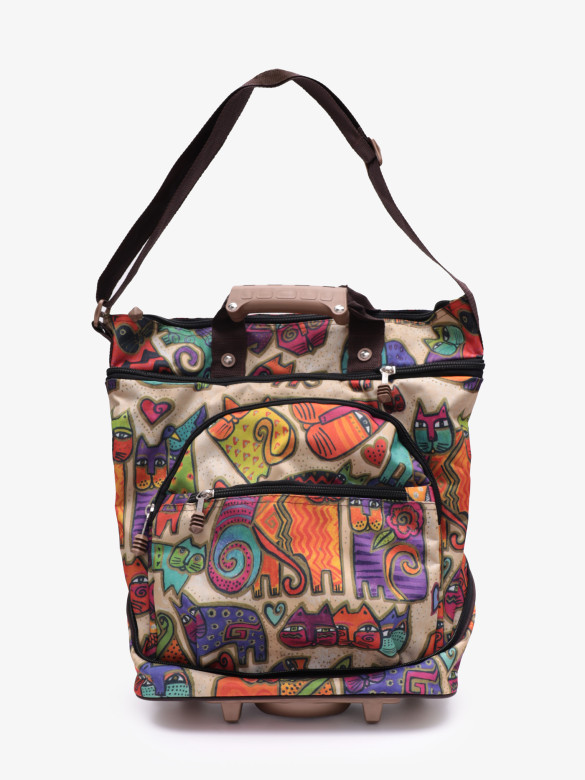 Сумка-трансформер дорожная хозяйственная на 2 колёсах TsV 526,22 кошки/капучино Сумка-трансформер дорожная хозяйственная на 2 колёсах TsV 526,22 кошки/капучино