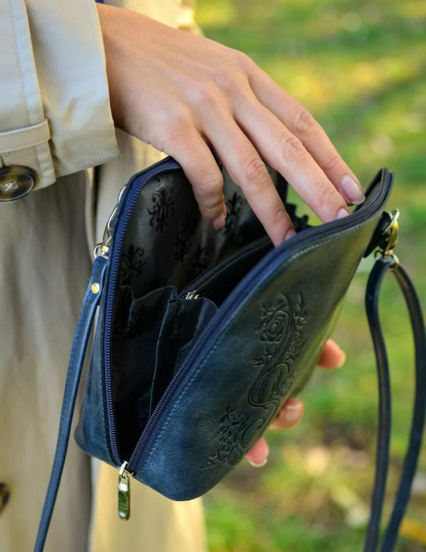 Женская кожаная сумка Natalia Kalinovskaya С83п "Уна" синяя Женская кожаная сумка Natalia Kalinovskaya С83п "Уна" синяя