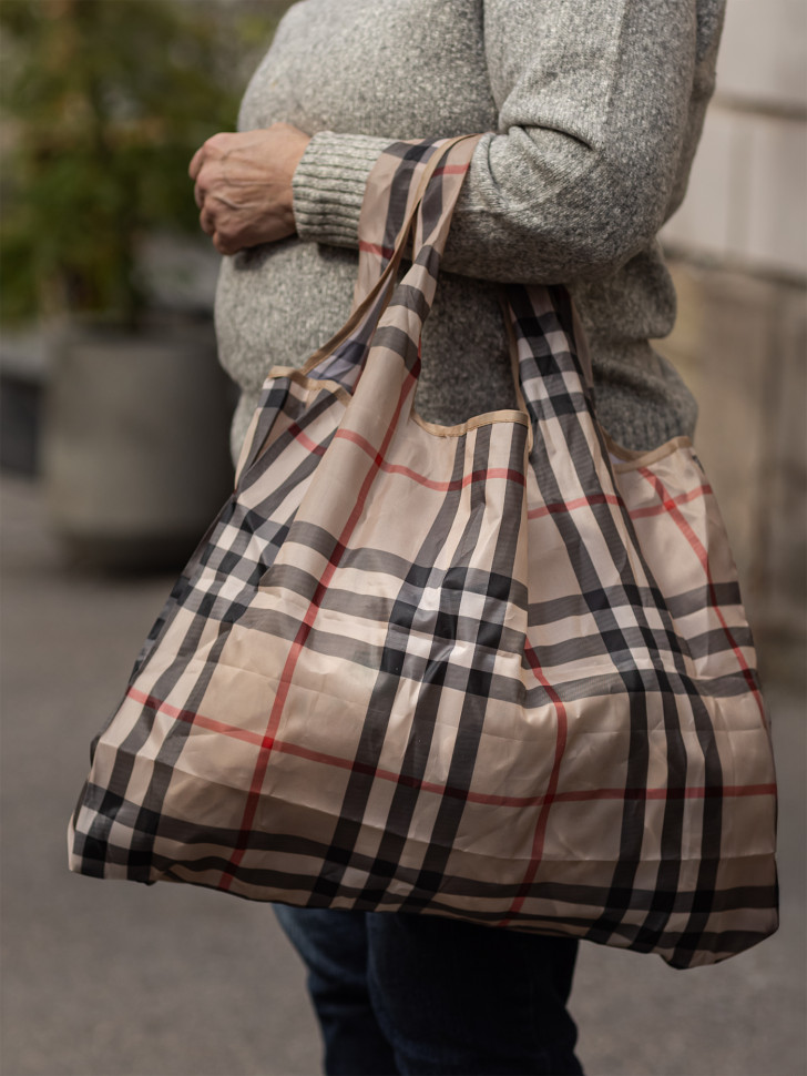 Сумка-трансформер Ж01-0224 клетка бежевая