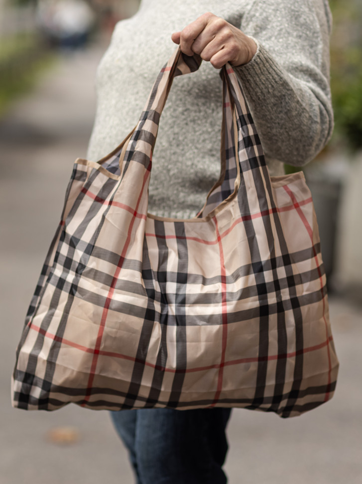 Сумка-трансформер Ж01-0224 клетка бежевая