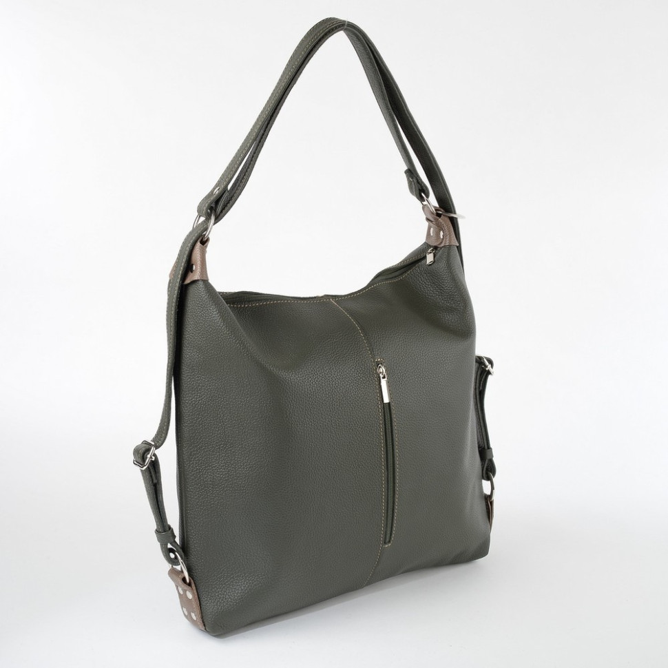 Сумка-рюкзак Sumkov 284 зелёная/бежевая