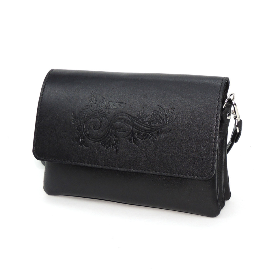 Черная женская кожаная сумка Natalia Kalinovskaya «Мальта» Растение