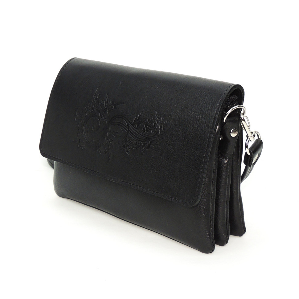 Черная женская кожаная сумка Natalia Kalinovskaya «Мальта» Растение