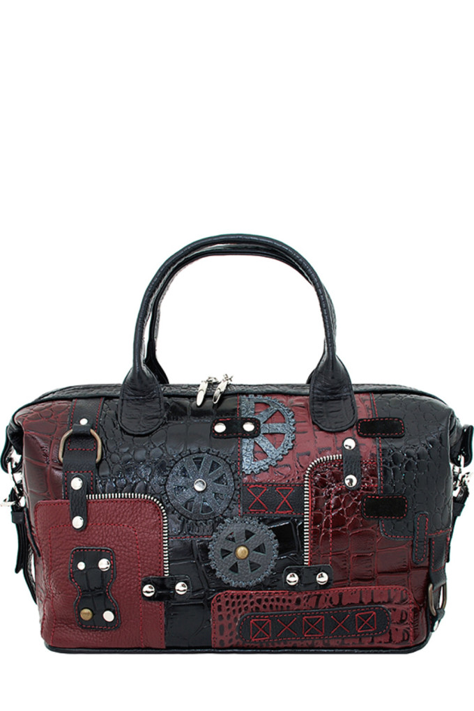 Сумка-саквояж Protege, ДС-195-156 Техно чёрная/бордо рептилия Сумка-саквояж Protege, ДС-195-156 Техно чёрная/бордо рептилия