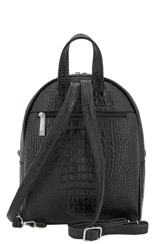 Кожаный рюкзак Protege, 348-181 "Техно" черный+красный рептилия кайман