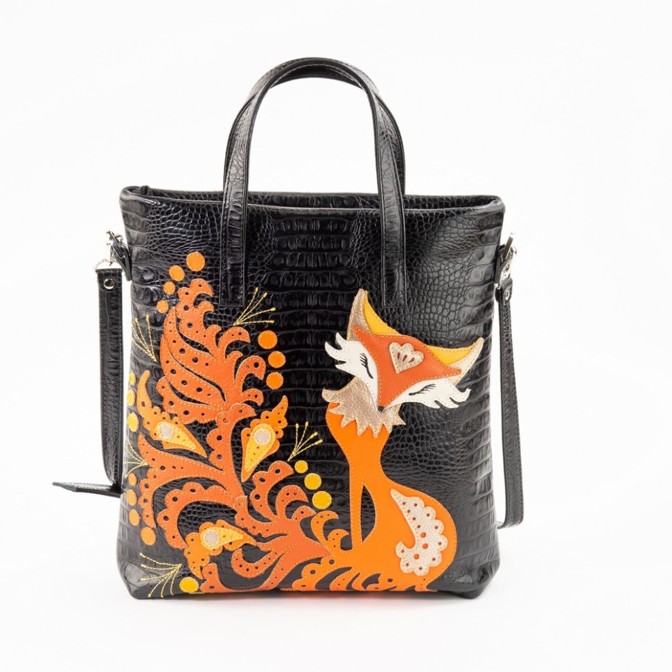 Сумка женская Protege, ДС-220-176 Лиса №2 чёрная рептилия кайман