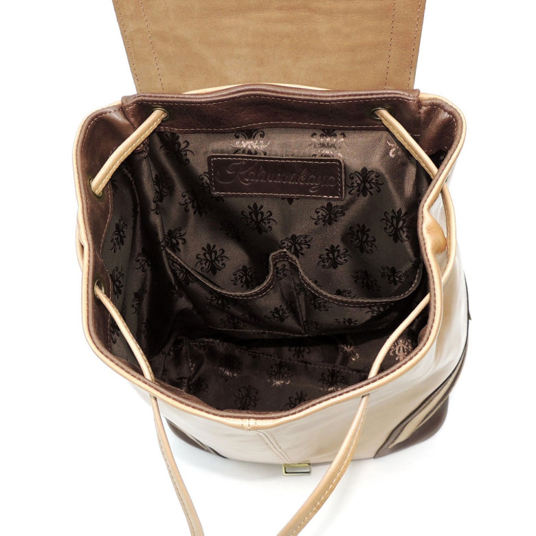 Рюкзак женский Natalia Kalinovskaya, "Ксантия" бежевый/коричневый Рюкзак женский Natalia Kalinovskaya, "Ксантия" бежевый/коричневый