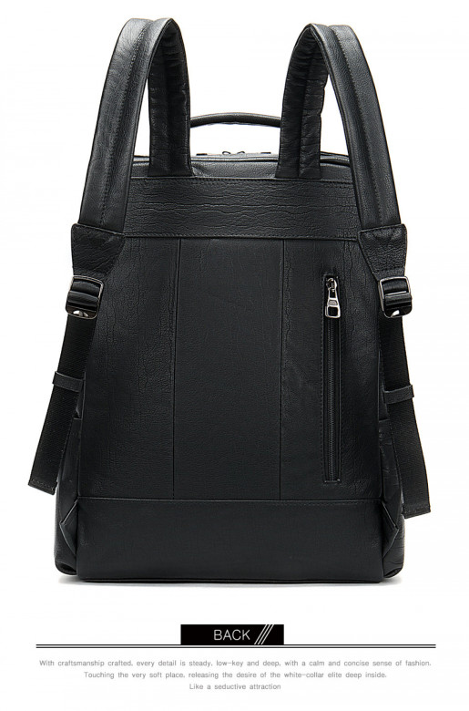 Большой мужской рюкзак из натуральной кожи 8723 чёрный