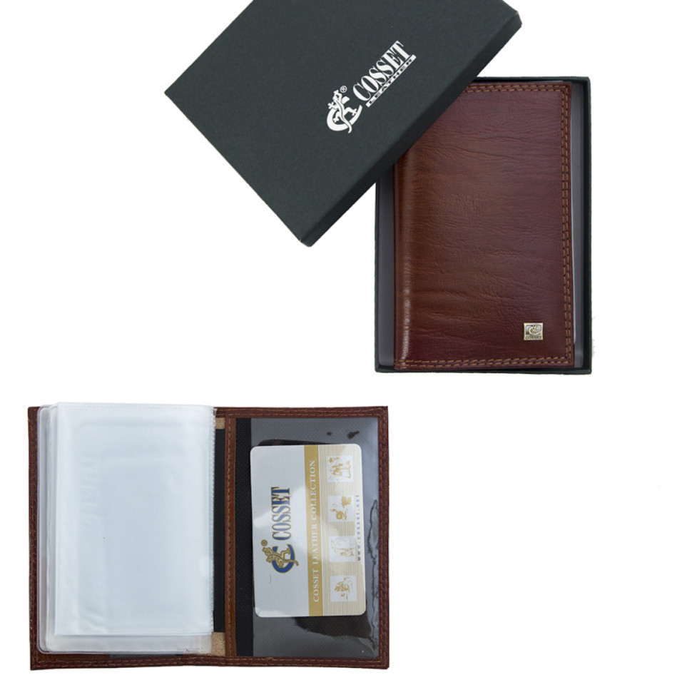 Обложка для автодокументов Cosset, F14-327-455 коричневый