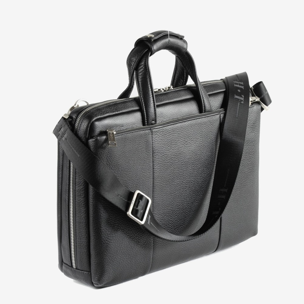 Мужской портфель из натуральной кожи Hight Touch 1439A чёрный