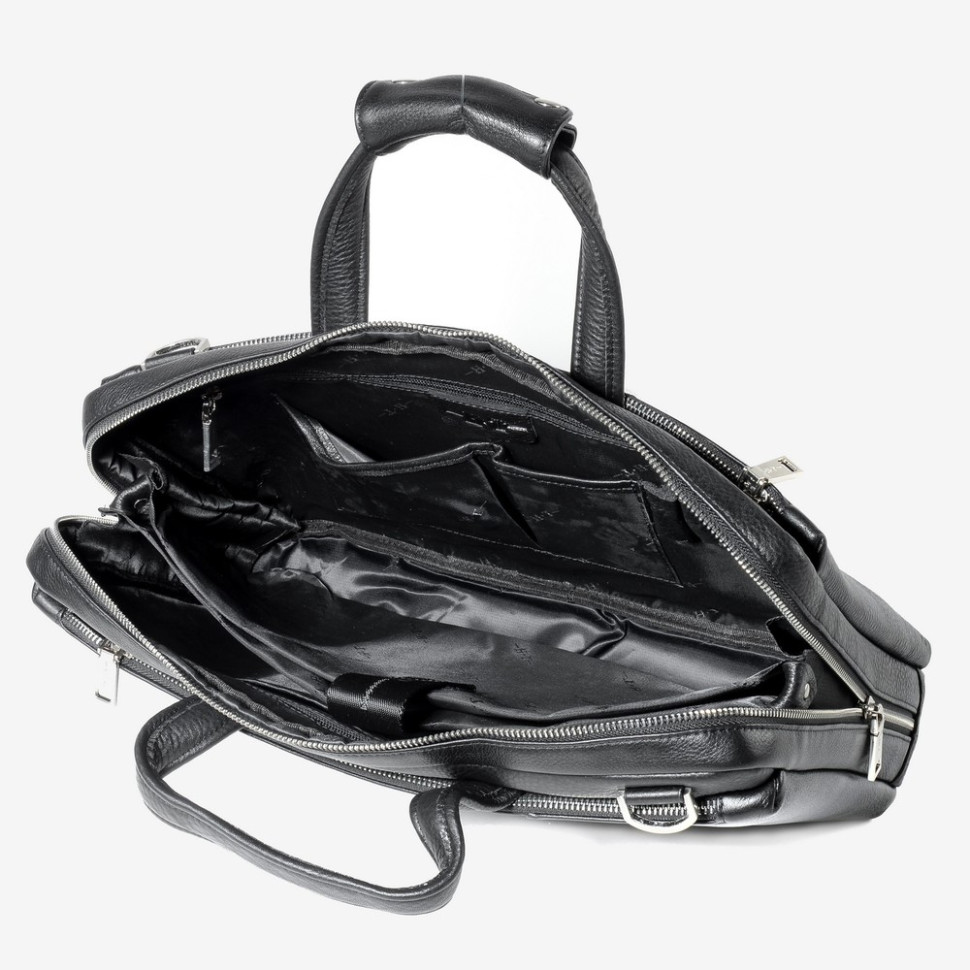 Мужской портфель из натуральной кожи Hight Touch 1439A чёрный