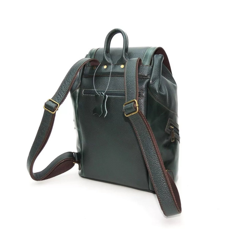 Рюкзак кожаный зелёный Natalia Kalinovskaya «Жанна»