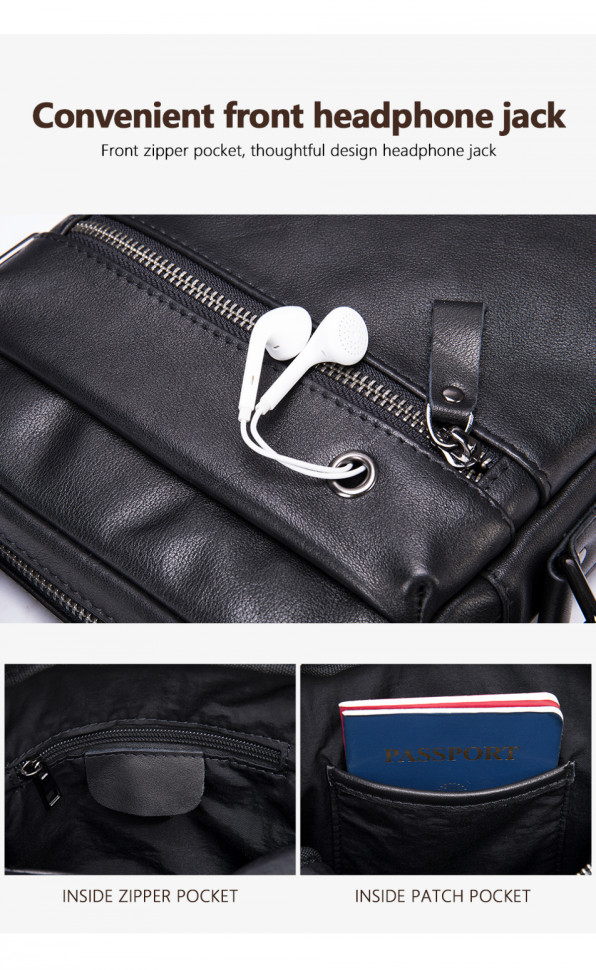 Мужская сумка через плечо 8717 чёрная