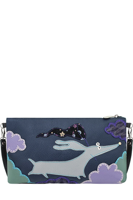 Кожаный клатч Protege, 251-166 "Такса №3" чёрная Кожаный клатч Protege, 251-166 "Такса №3" чёрная