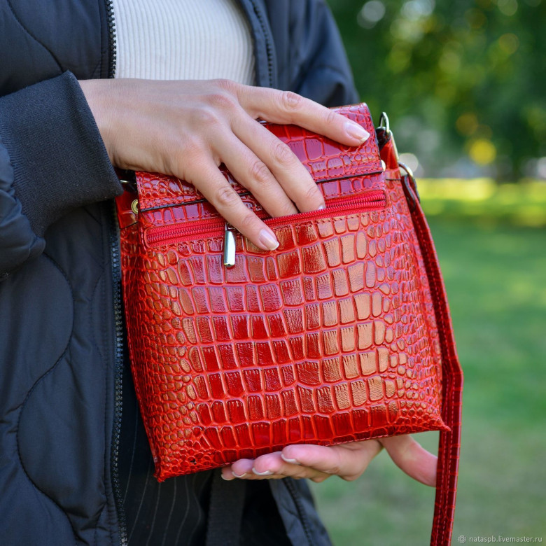 Женская кожаная сумка Natalia Kalinovskaya С 86р.991 красный крокодил