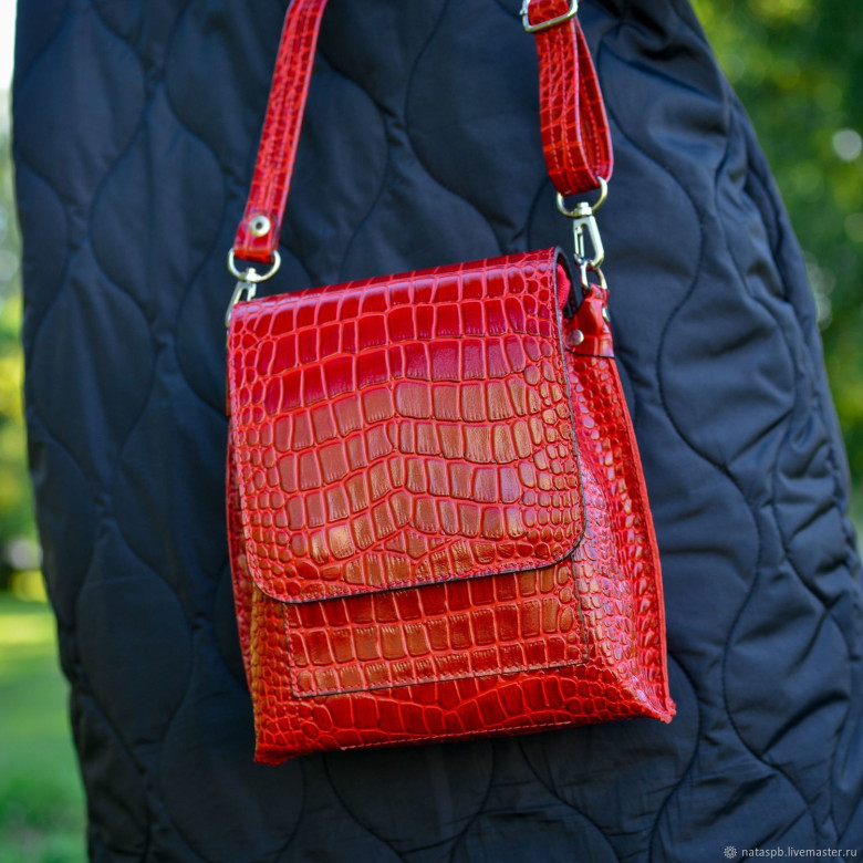 Женская кожаная сумка Natalia Kalinovskaya С 86р.991 красный крокодил