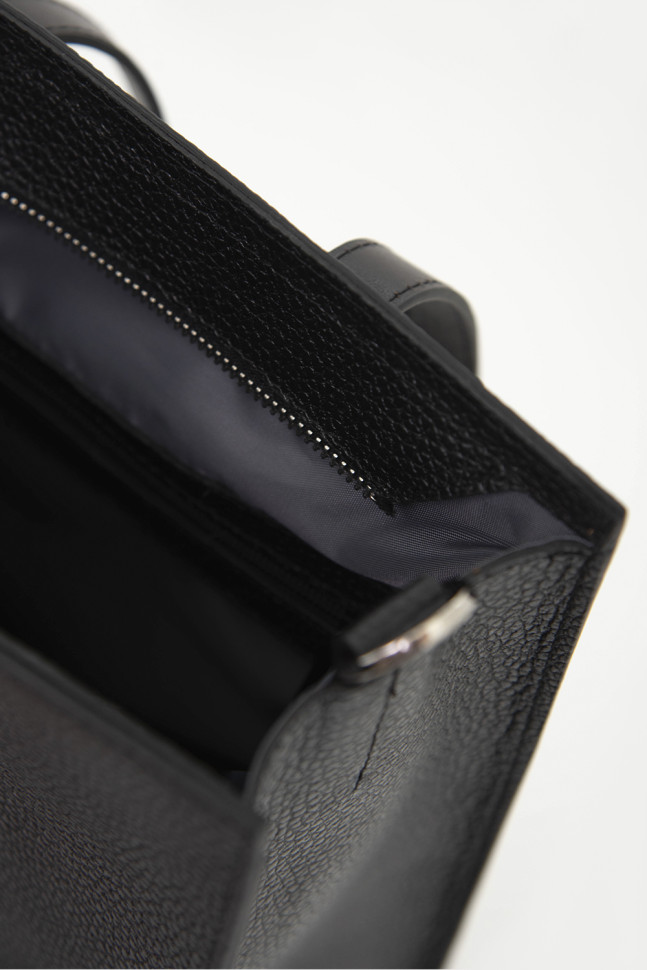 Сумка Protege  Ц-594 чёрный флотер+коричневая гладкая