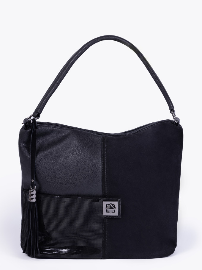 Сумка женская Gilda Tohetti 62455 чёрная лазер/замша