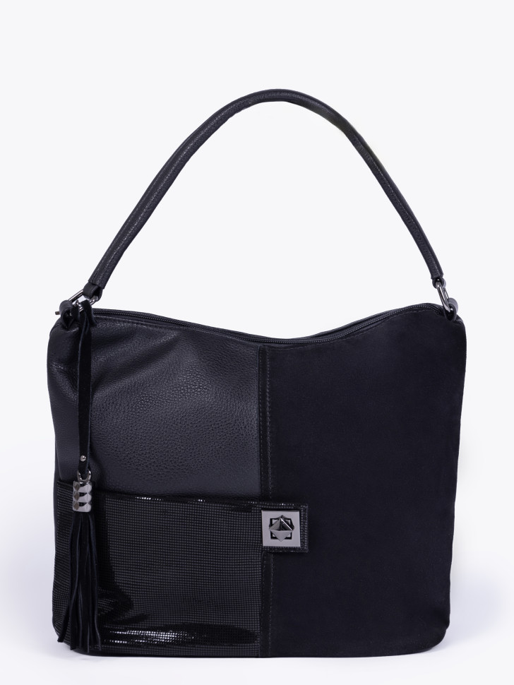 Сумка женская Gilda Tohetti 62455 чёрная лазер/замша