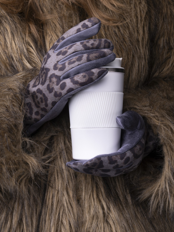 Перчатки женские Victory Леопард серые Перчатки женские Victory Леопард серые