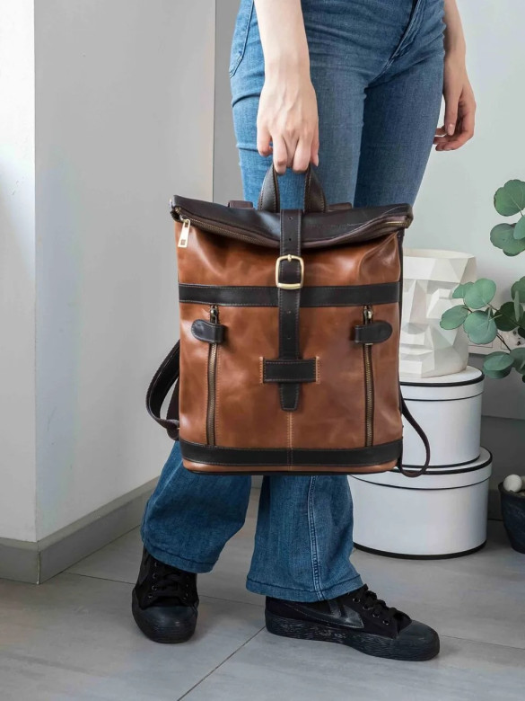 Сумка-рюкзак Natalia Kalinovskaya "Иста" рыжая/коричневая флотер Сумка-рюкзак Natalia Kalinovskaya "Иста" рыжая/коричневая флотер