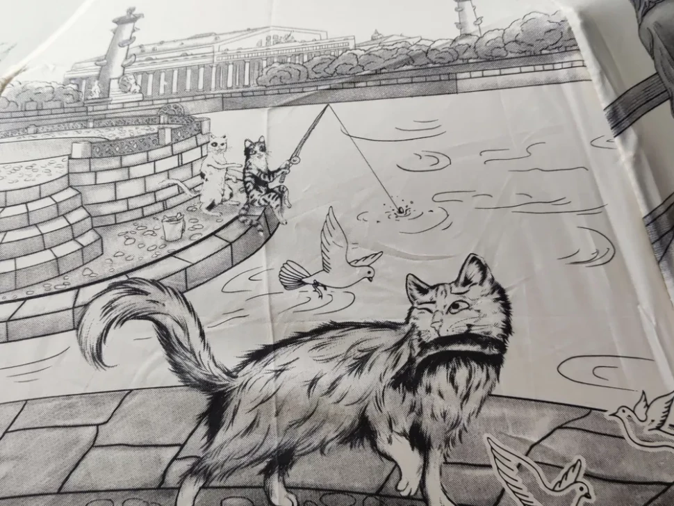 Зонт женский EuroClim 1843 "Коты", бежевый, полный автомат Зонт женский EuroClim 1843 "Коты", бежевый, полный автомат