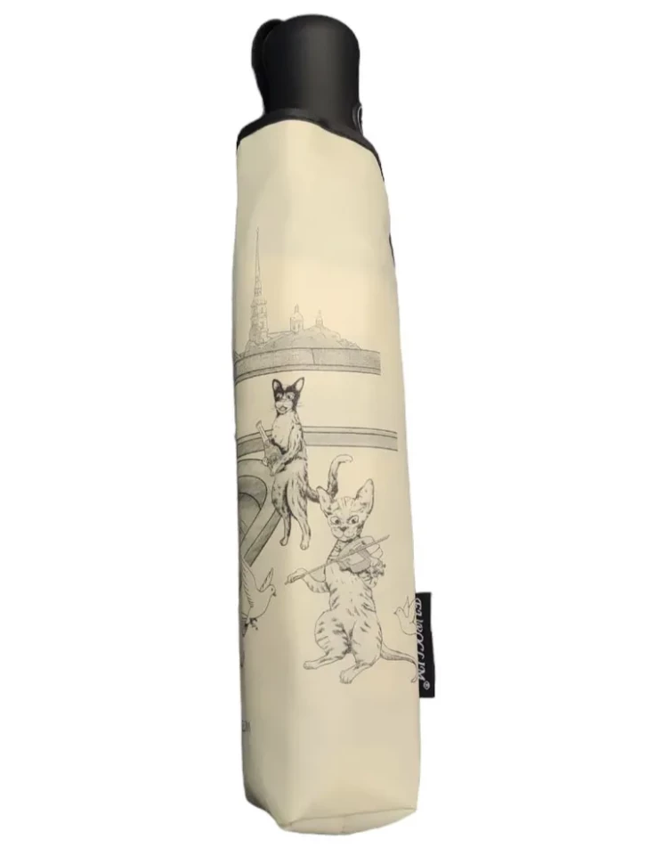 Зонт женский EuroClim 1843 "Коты", бежевый, полный автомат Зонт женский EuroClim 1843 "Коты", бежевый, полный автомат