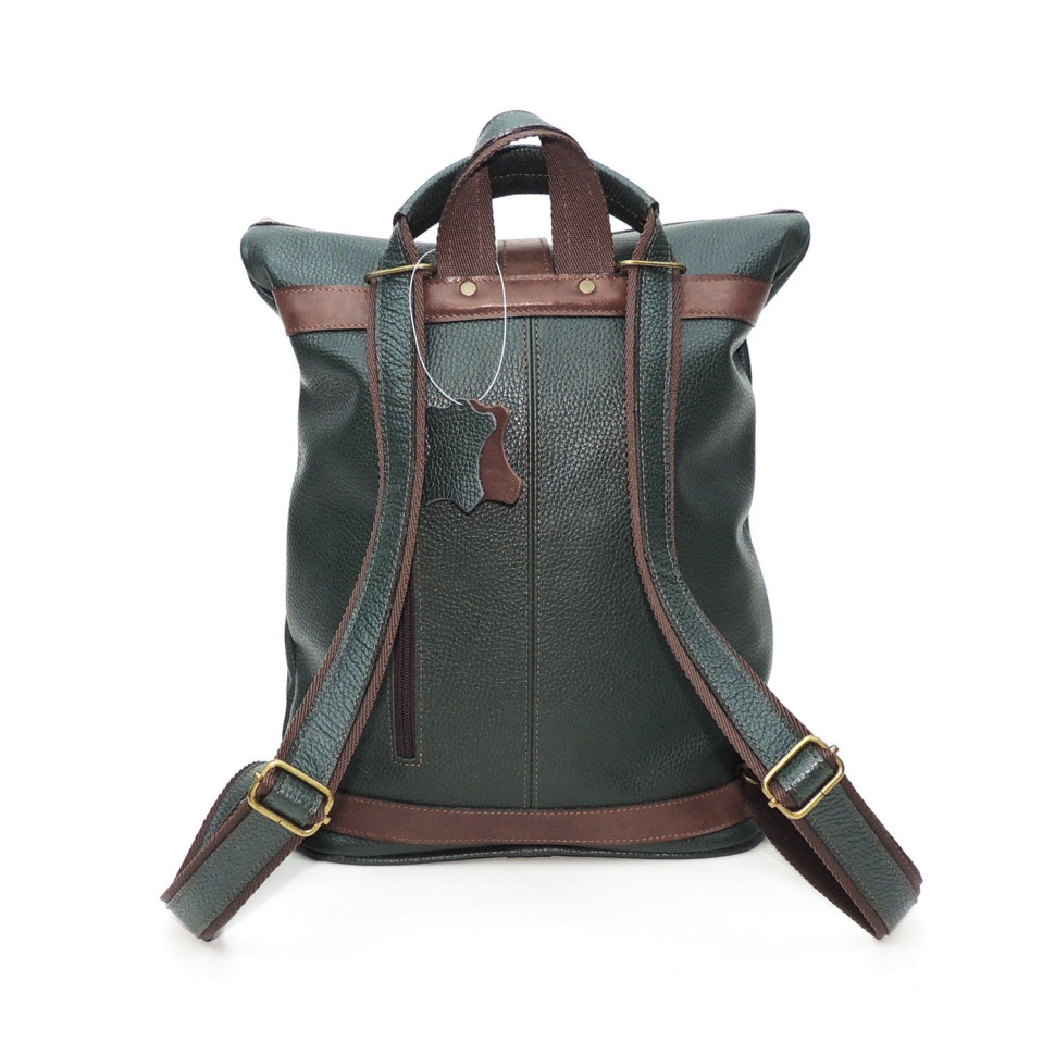 Кожаная сумка-рюкзак Natalia Kalinovskaya "Илайн" зеленая/коричневая