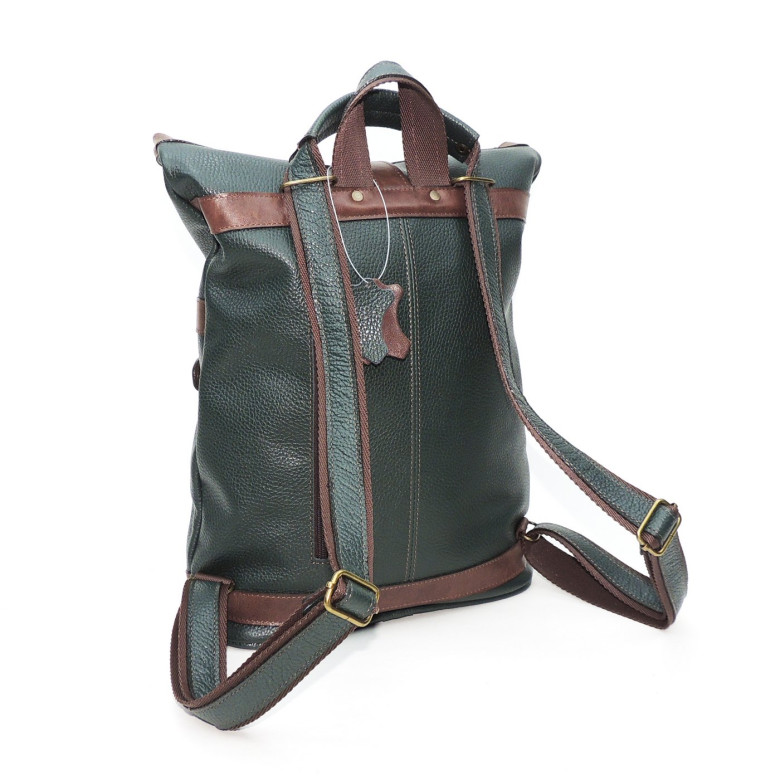 Кожаная сумка-рюкзак Natalia Kalinovskaya "Илайн" зеленая/коричневая Кожаная сумка-рюкзак Natalia Kalinovskaya "Илайн" зеленая/коричневая