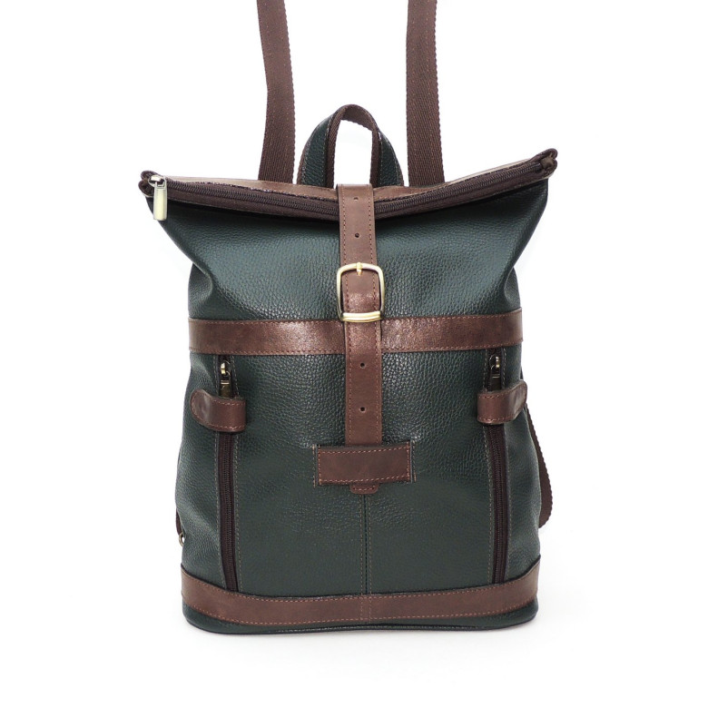 Кожаная сумка-рюкзак Natalia Kalinovskaya "Илайн" зеленая/коричневая Кожаная сумка-рюкзак Natalia Kalinovskaya "Илайн" зеленая/коричневая