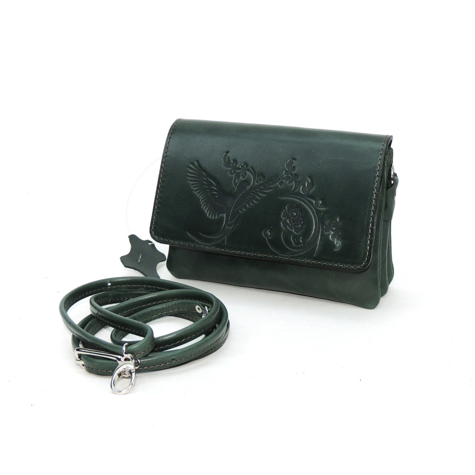 Женская сумочка кошелёк Natalia Kalinovskaya С53, «Ким» Птица зеленая
