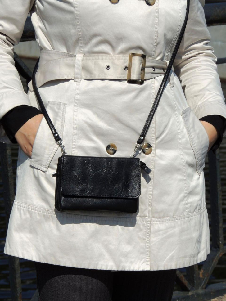 Женская сумочка кошелёк Natalia Kalinovskaya «Агата» Птица черная