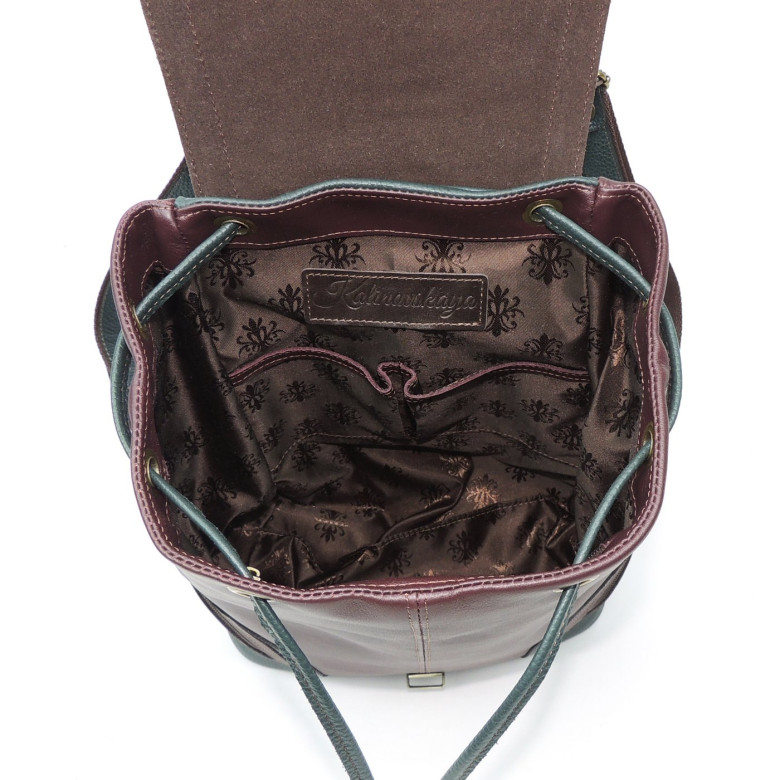 Рюкзак женский Natalia Kalinovskaya, "Дженис" зеленый/бордо Рюкзак женский Natalia Kalinovskaya, "Дженис" зеленый/бордо