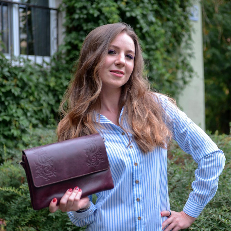 Женская бордовая кожаная сумка Natalia Kalinovskaya «Альда»